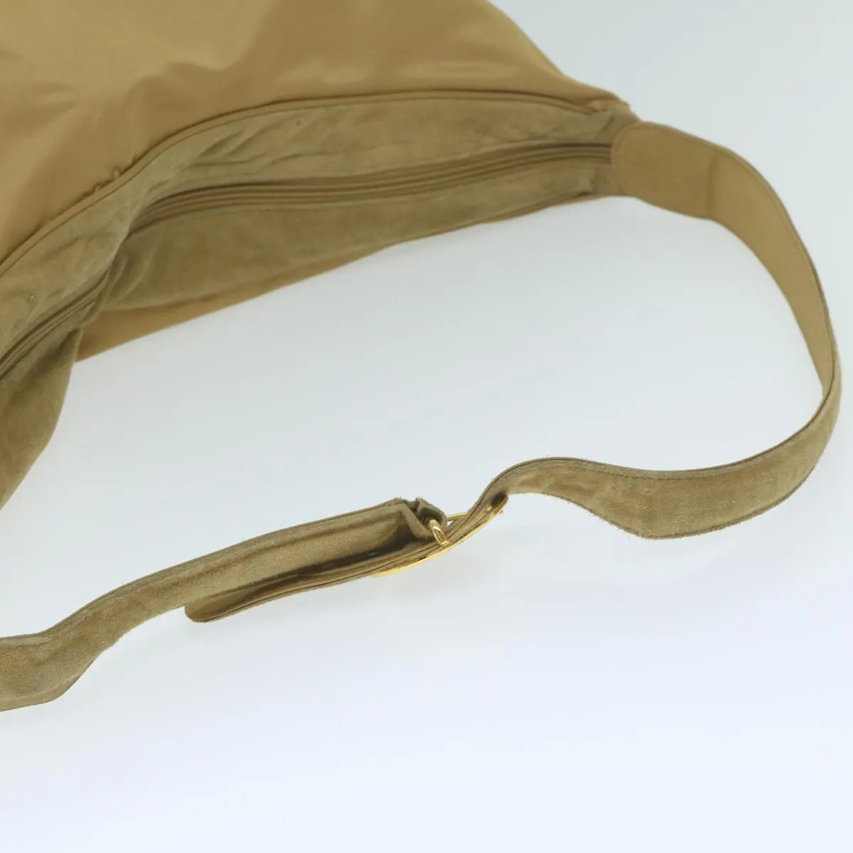 CHRISTIAN DIOR Shoulder Bag Nylon Beige Auth bs10499
