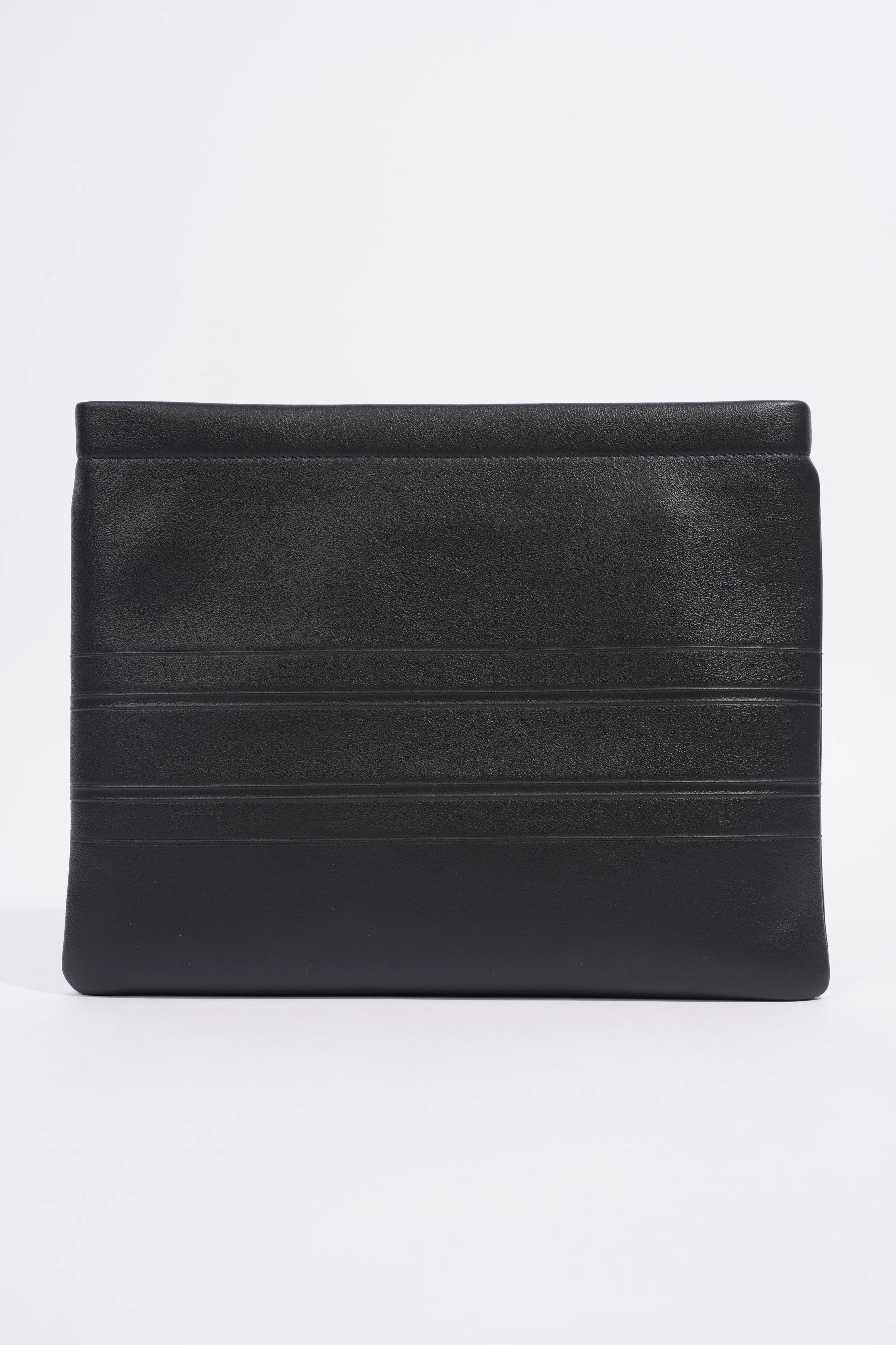 Christian Dior Stripe Pouch Black Leather