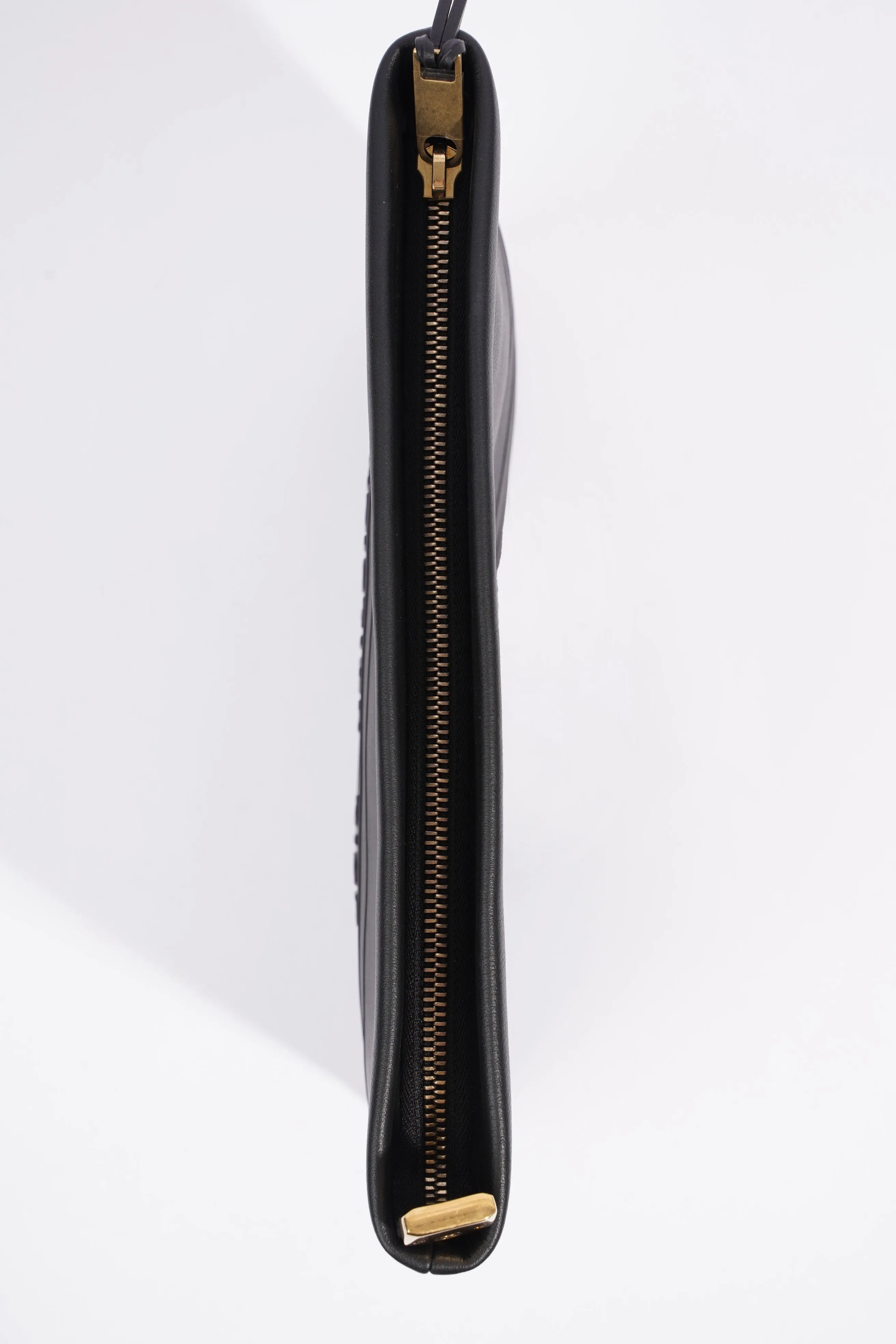 Christian Dior Stripe Pouch Black Leather