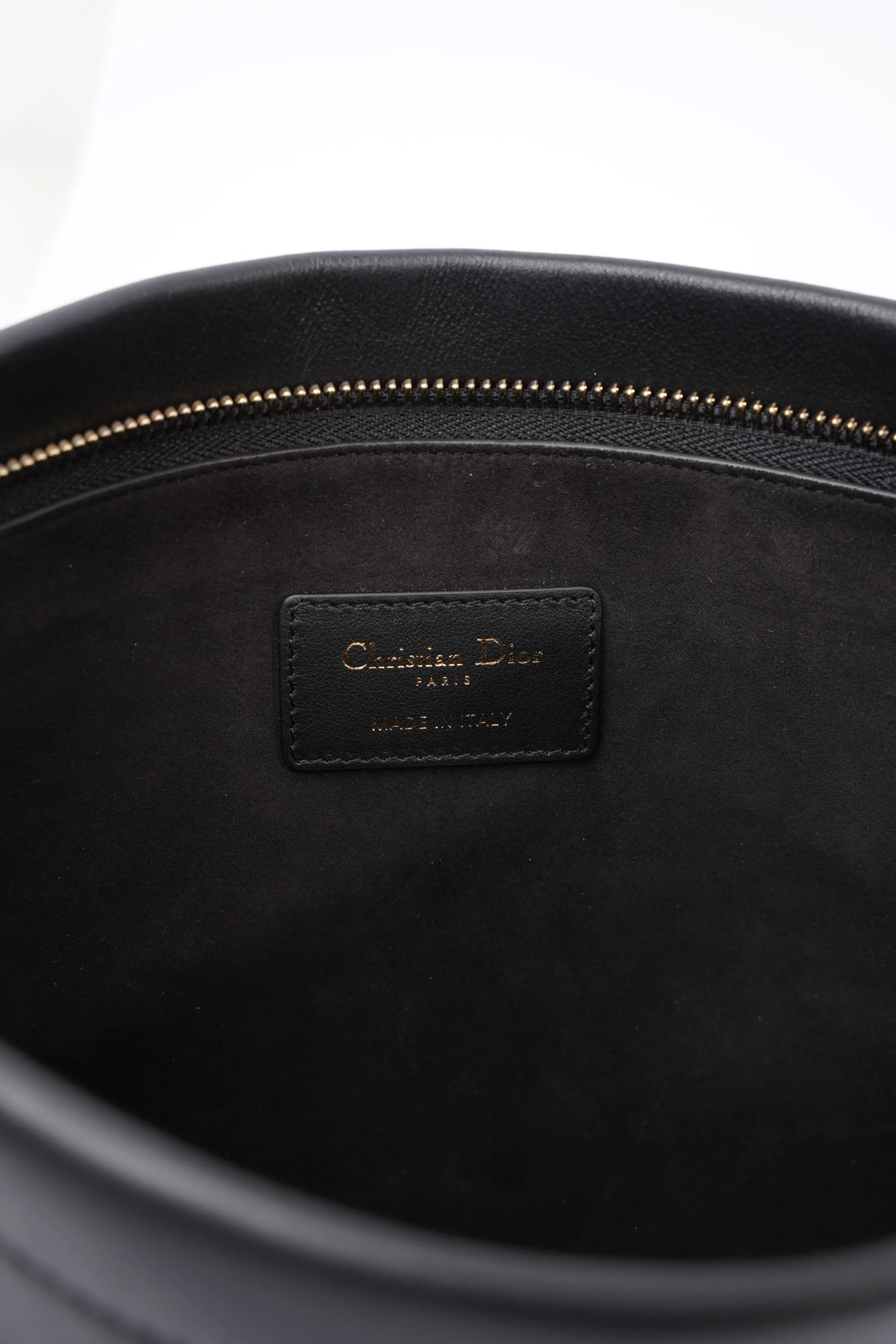 Christian Dior Stripe Pouch Black Leather