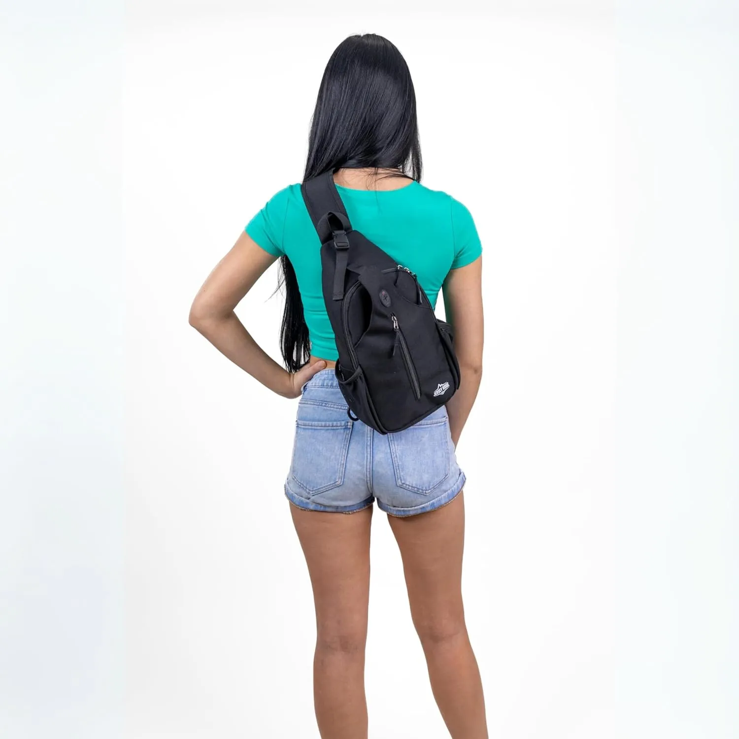 Crossbody Sling Bag  Anti-Theft Carryall Daypack Backpack with Adjustable Chest Strap for Travel or Hiking (Black)