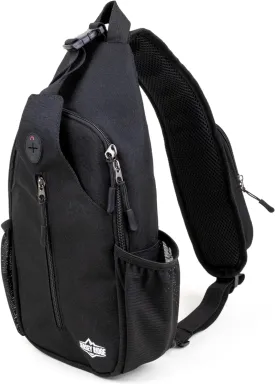 Crossbody Sling Bag  Anti-Theft Carryall Daypack Backpack with Adjustable Chest Strap for Travel or Hiking (Black)