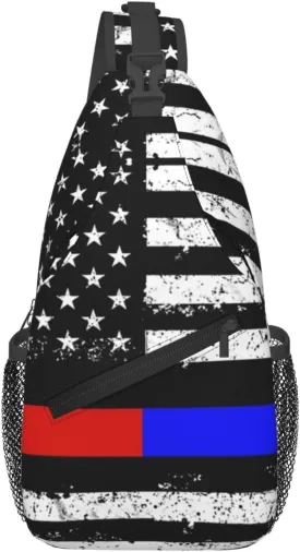 Cute American Flag Sling Backpack, Multipurpose Crossbody Shoulder Bag USA Flag Travel Hiking Daypack for Men Women