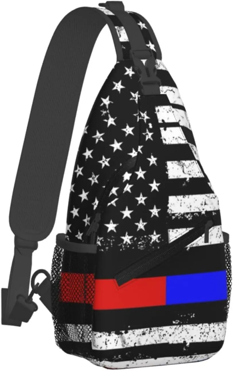 Cute American Flag Sling Backpack, Multipurpose Crossbody Shoulder Bag USA Flag Travel Hiking Daypack for Men Women
