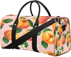 Cute Peach Pattern Travel Duffel Bag for Women Men Foldable Sport Gym Tote Bag Lightweight Waterproof Weekender Overnight Bag for Weekend Holiday Gym Swim Yoga