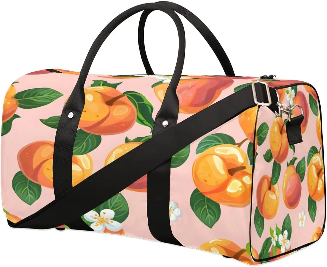 Cute Peach Pattern Travel Duffel Bag for Women Men Foldable Sport Gym Tote Bag Lightweight Waterproof Weekender Overnight Bag for Weekend Holiday Gym Swim Yoga