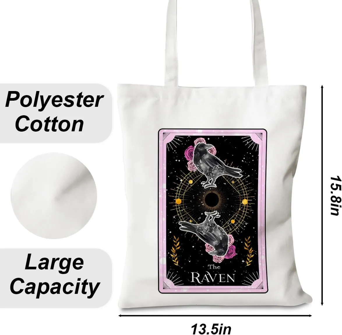 Decohim Funny Skull Tarot Card Sarcastic Canvas Tote Bag Grocery Bags Witchy Gifts for Women Halloween Birthday Christmas