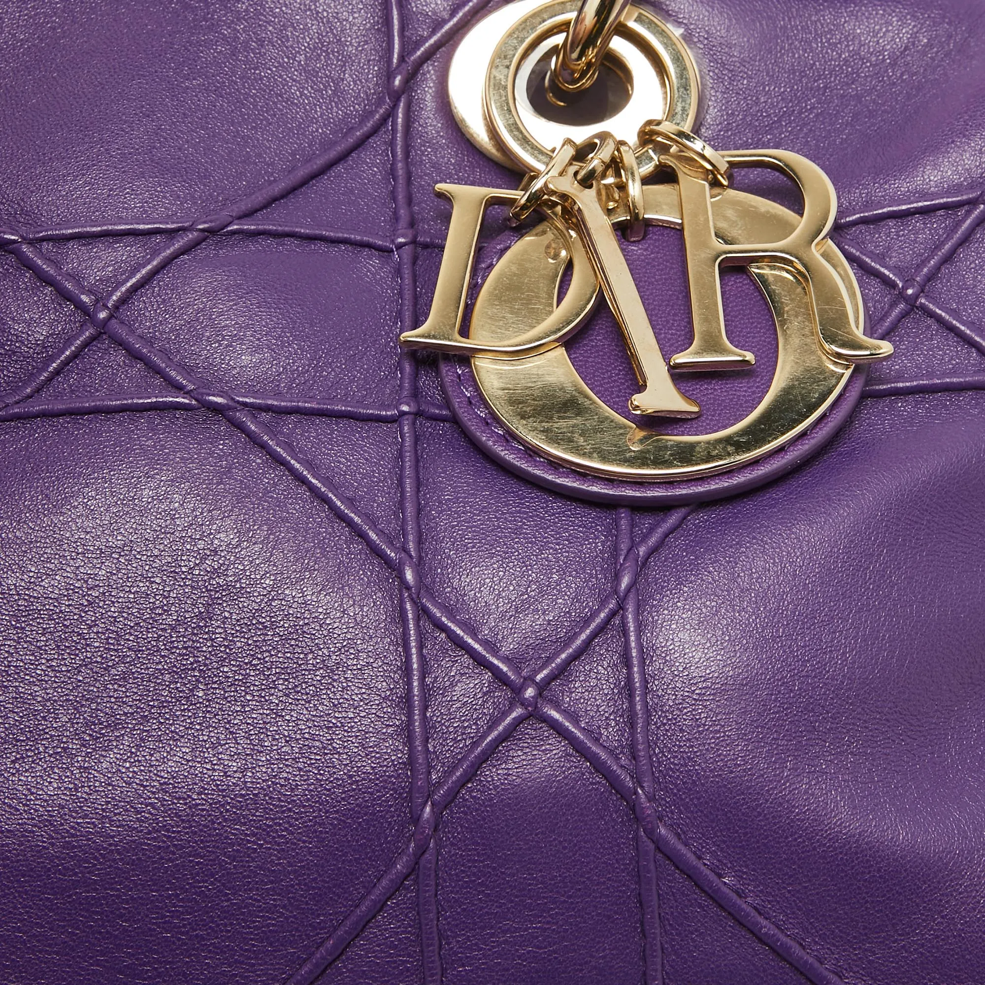 DIOR Purple Leather Granville Polochon Bag