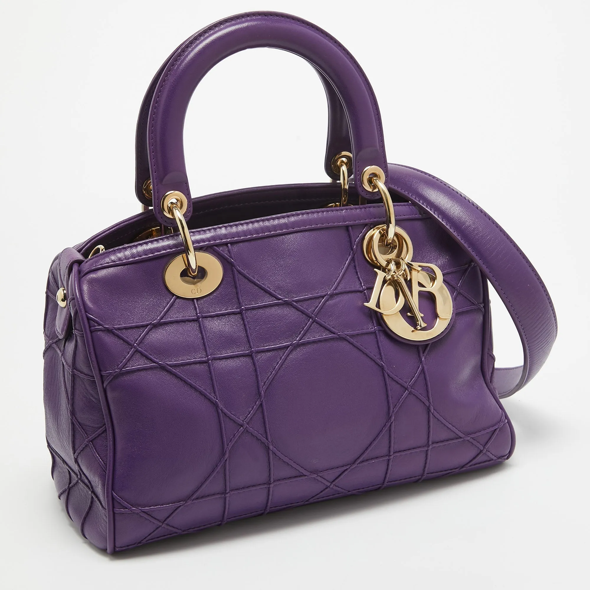 DIOR Purple Leather Granville Polochon Bag