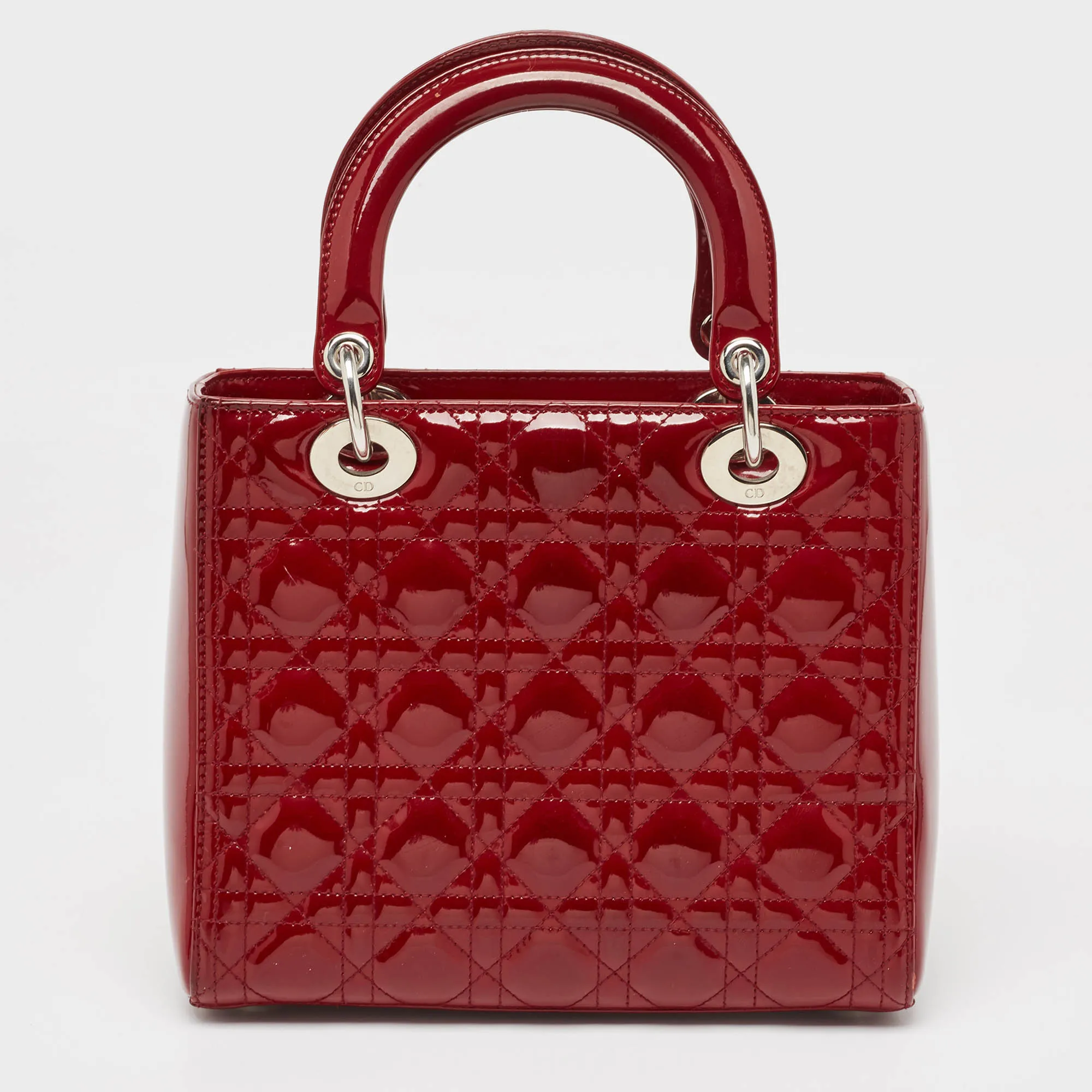 DIOR Red Cannage Patent Leather Medium Lady  Tote