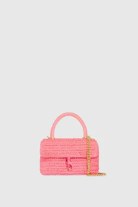 Edie Top Handle Bag In Rose Straw