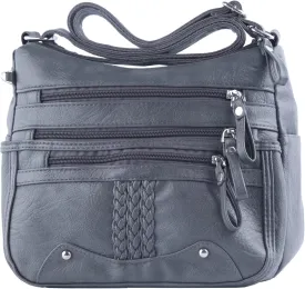 ELDA 10 Pockets Crossbody Purse for Women Medium Pocketbooks Ladies Soft PU Leather Shoulder Bag Ladies Top Handle Satchel