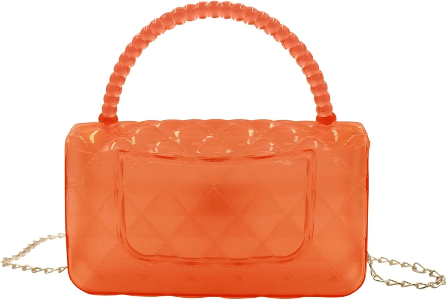 Fashion Candy Color Jelly Crossbody Bag for Women Girls Transparent Satchel Shoulder Handbag with Beaded Top Handle