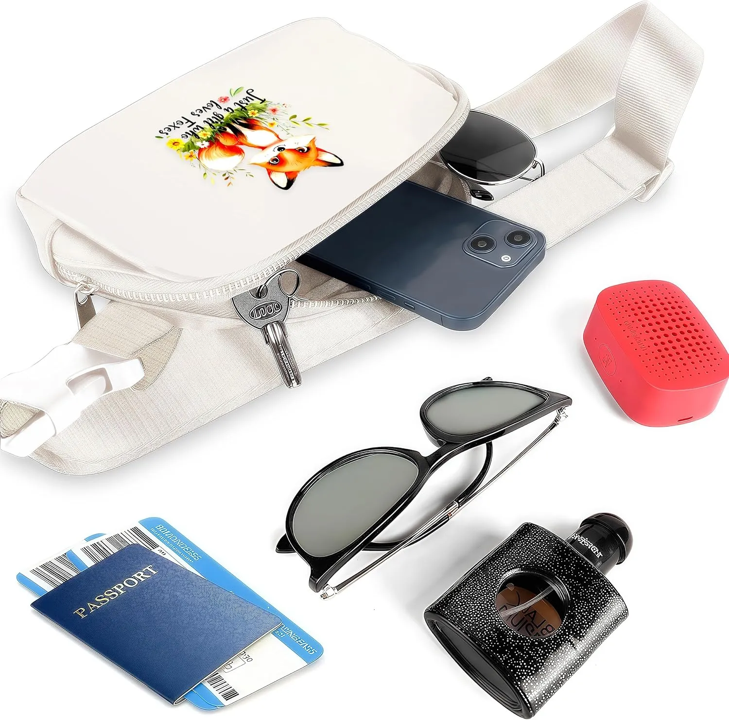 Fox Mini Belt Bag for Teens Girls Kids for Workout Running Traveling Hiking, Fox Lovers Gift Items Things Decor Merch, Fanny Pack, Waist Packs, Crossbody Bags with Adjustable Strap!