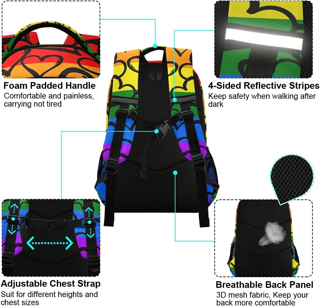 Gay Pride Rainbow Backpack Laptop School Book Bag Lightweight Daypack Bookbags for Men Women Teens Kids