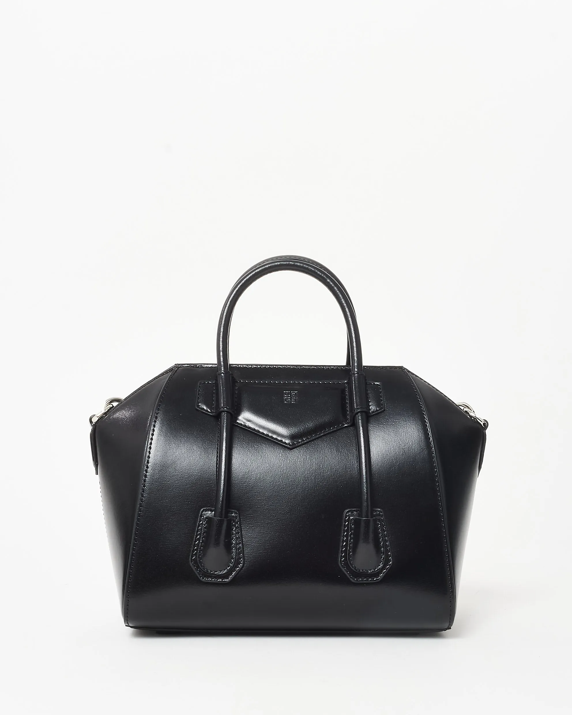 Givenchy Black Leather Lock Mini Antigona Top Handle Bag
