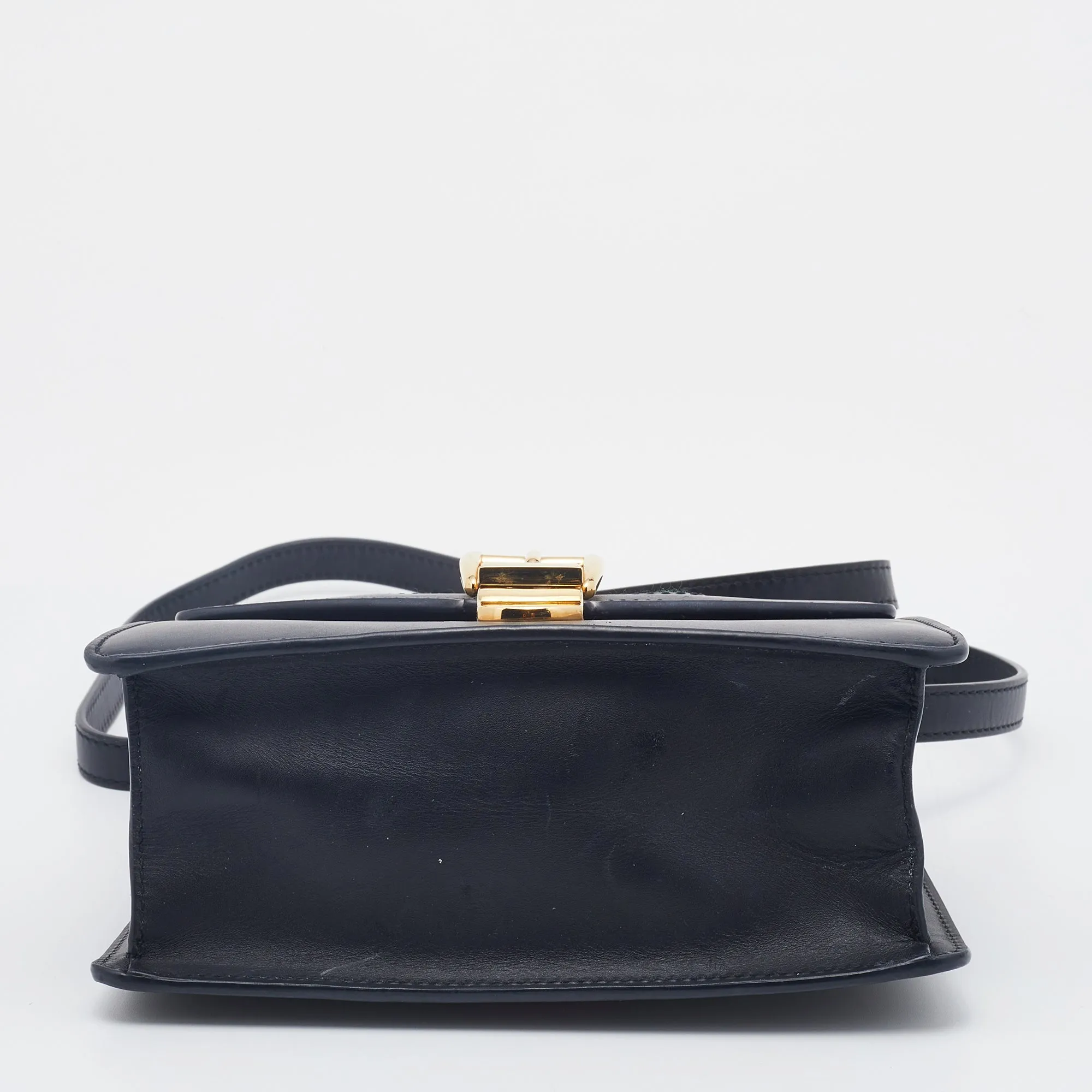 Gucci Black Leather Mini Web Chain Sylvie Top Handle Bag