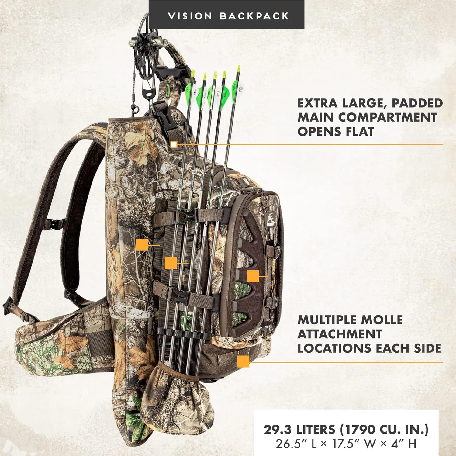 Insights Hunting by frogg toggs- The Vision Bow Pack, Camouflaged Hunting Pack