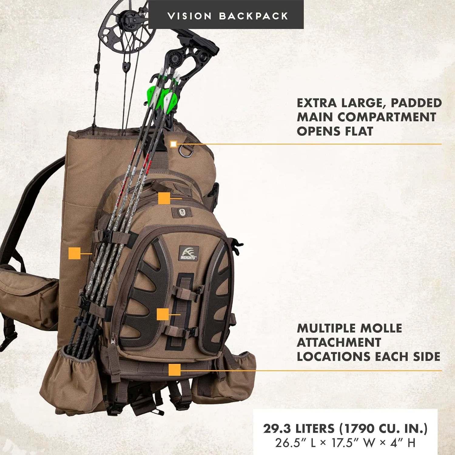Insights Hunting by frogg toggs- The Vision Bow Pack, Camouflaged Hunting Pack
