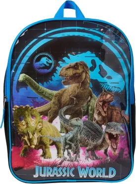 Jurassic World 15" Backpack Dinosaurs T-Rex Velociraptor Carnotaurus Boys Kids