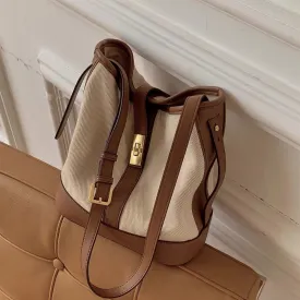 Korean Patchwork women Bucket Shoulder bags Canvas female handbag and purses large Capacity Crossbody Bag ladies composite bags