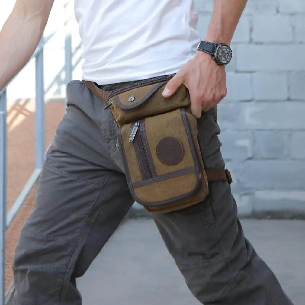 KPYWZER Thigh Drop Leg Bag for Men Women Waist Pack Fanny Pack Tactical Military Motorcycle Rider Multi-pocket Waist Bags Mens Travel Hiking Climbing Cycling Outdoors Fanny Pouch Daypack Coffee