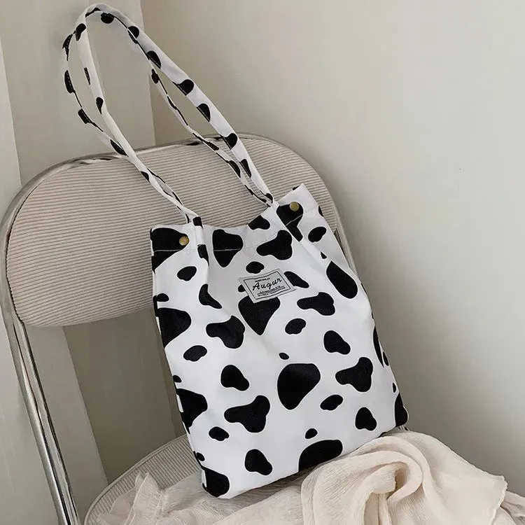 Lady Glams Big Casual Leopard Print Canvas Tote Bag