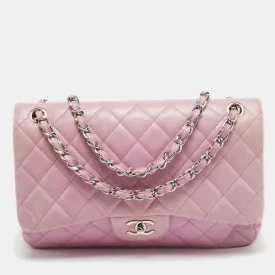 Lilac Quilted Lambskin Leather Jumbo Classic Double Flap Bag