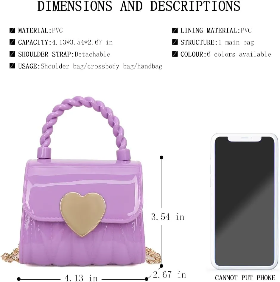 Little Girl Mini PVC Shoulder Bag, Jelly Bag Ladies Handbag Toddlers Girls' Kids Purse Crossbody Purse for Kids