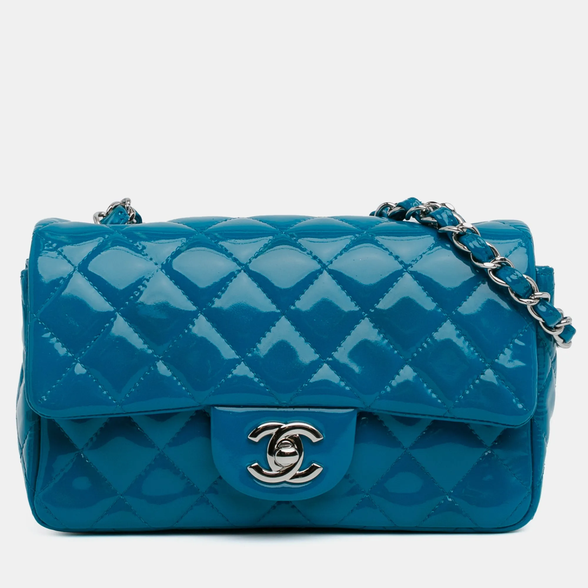 Mini Rectangular Classic Patent Single Flap Bag