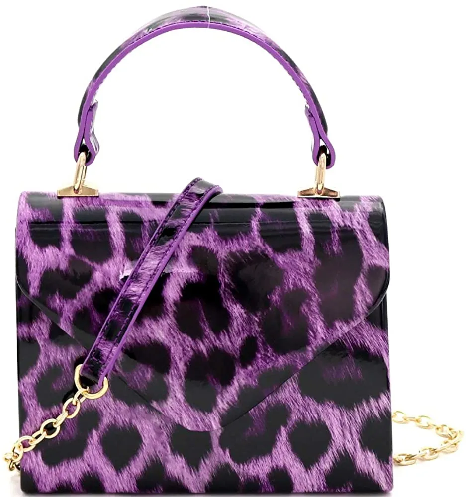 Mini Retro Silver Hardware Leopard Print Box Flap leather Satchel Crossbody Handbag