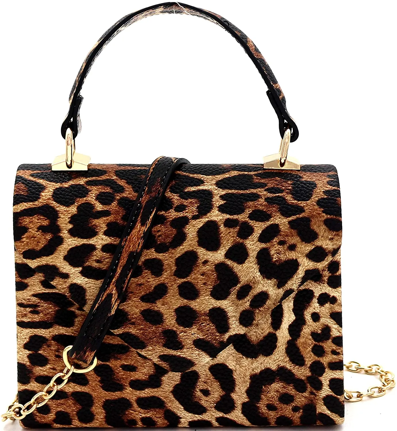 Mini Retro Silver Hardware Leopard Print Box Flap leather Satchel Crossbody Handbag