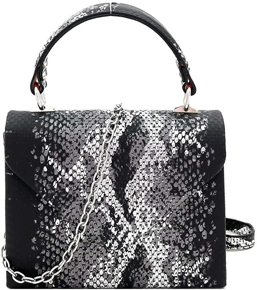 Mini Retro Silver Hardware Leopard Print Box Flap leather Satchel Crossbody Handbag
