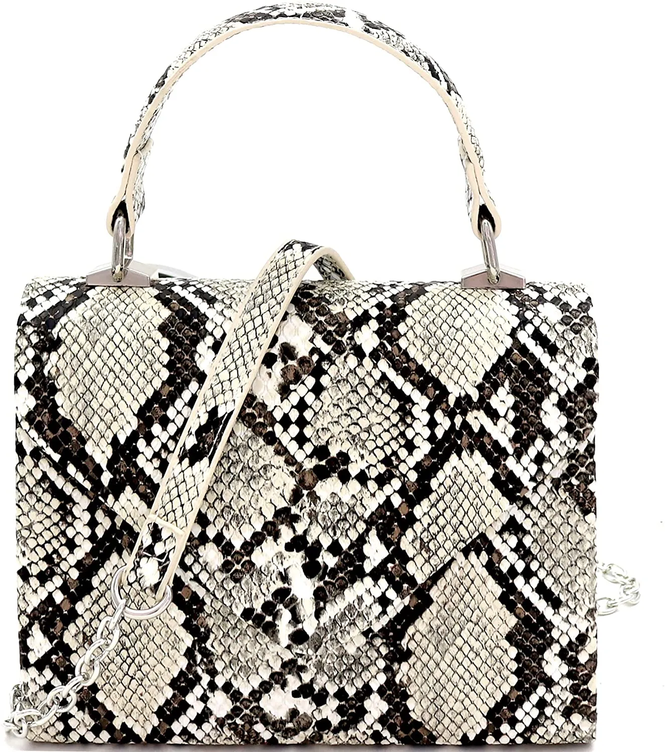 Mini Retro Silver Hardware Leopard Print Box Flap leather Satchel Crossbody Handbag