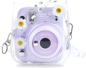 Mini11 Case, Clear Case for Instax Mini 11/9/8/8 /40 Instant Camera Dry Flower PVC Bag Cover with Adjustable Strap