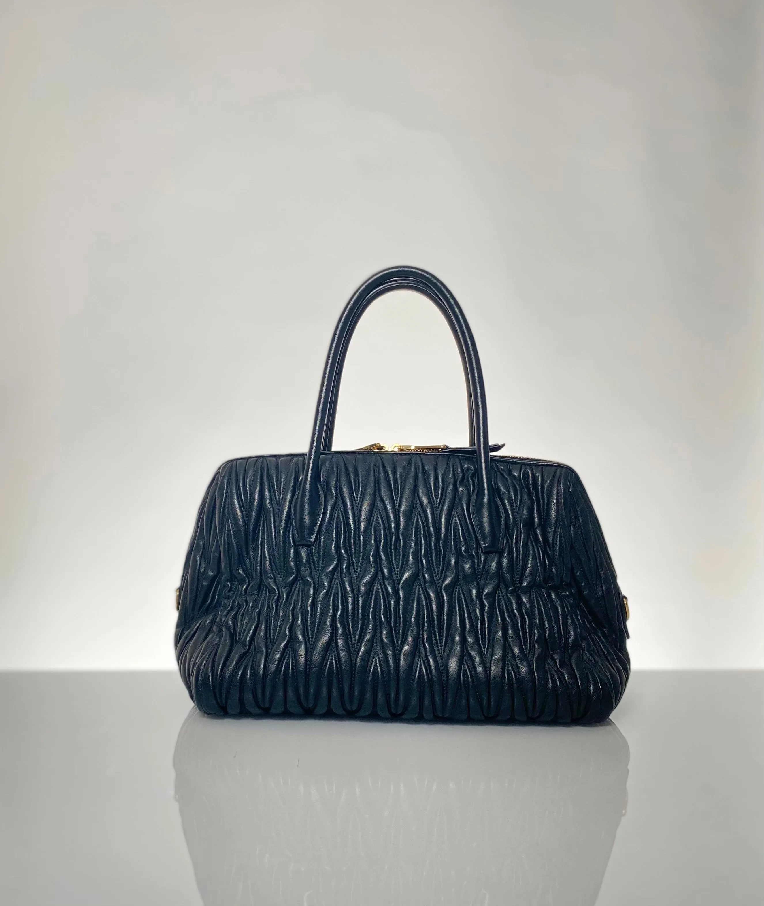 Miu Miu Preloved Quilted Lambskin Double Handle Bag