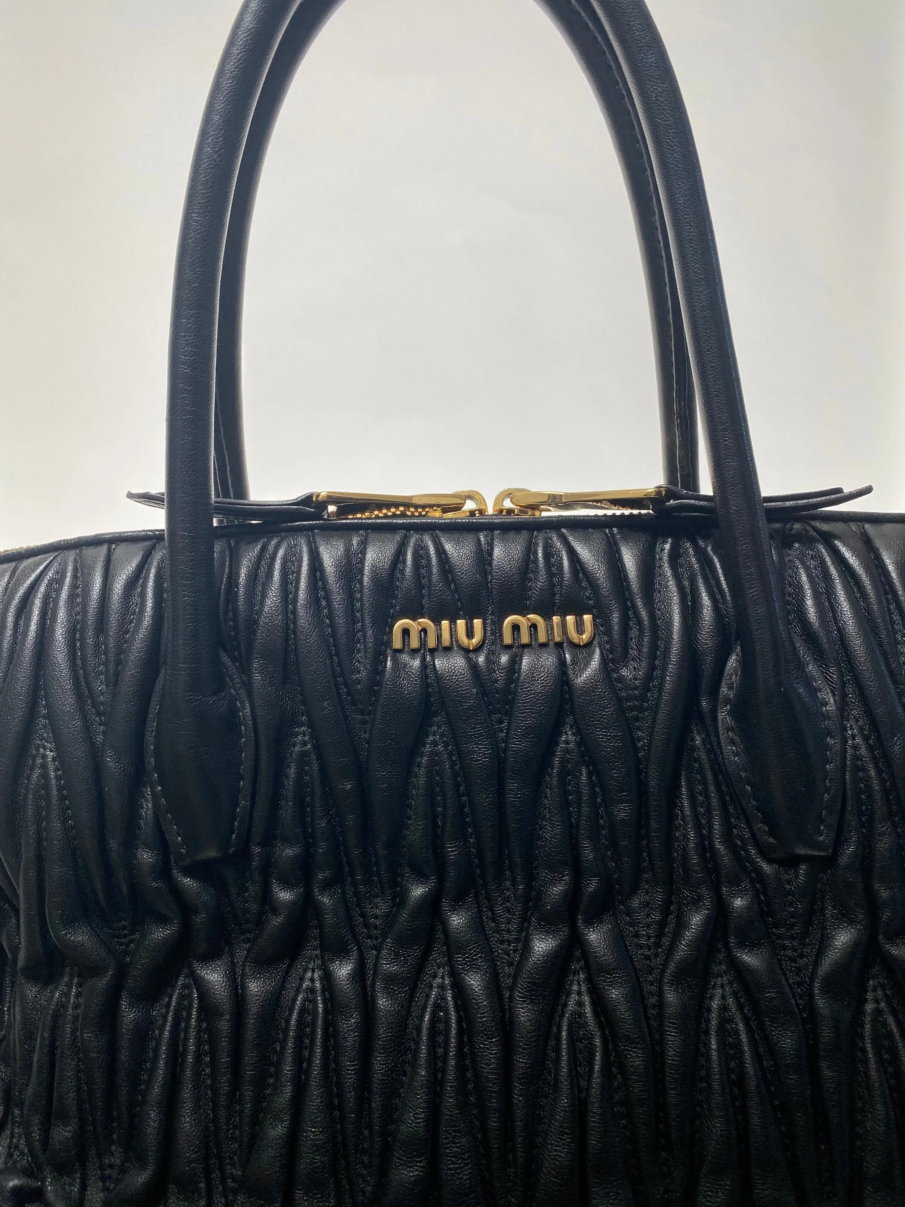 Miu Miu Preloved Quilted Lambskin Double Handle Bag