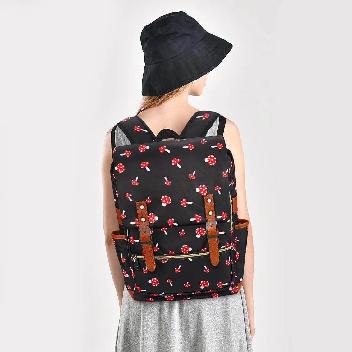 Mushroom Laptop Backpack for Girls Women,College School Bookbags for Teenagers