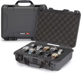 NANUK 910 Waterproof Watch Travel Case - 10 Slot Watch Briefcase, Impact-Resistant, Dustproof, Carry-On Approved, Premium Foam Interior, 14.3" x 11.1" x 4.7" - Made in North America (Graphite)