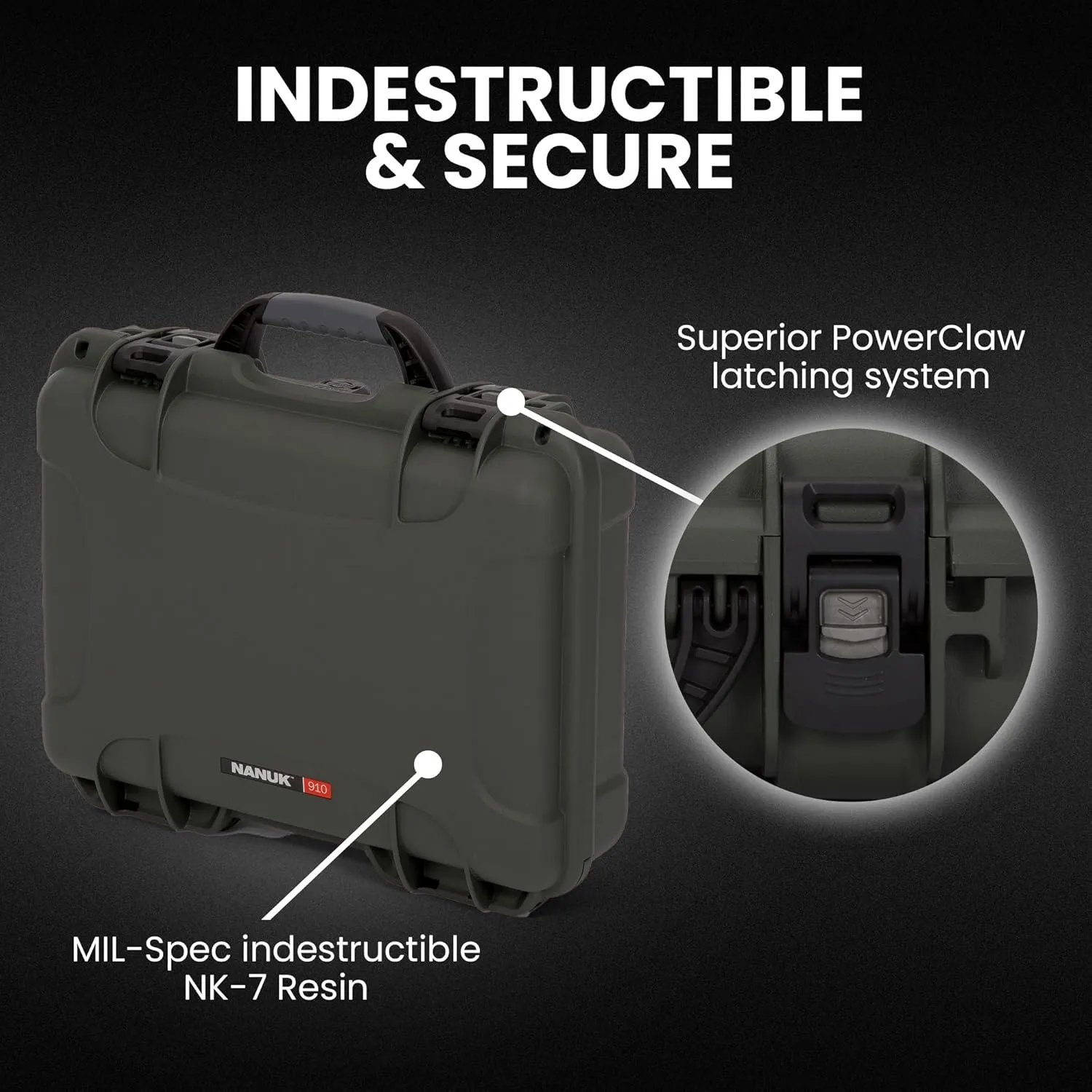 NANUK 910 Waterproof Watch Travel Case - 10 Slot Watch Briefcase, Impact-Resistant, Dustproof, Carry-On Approved, Premium Foam Interior, 14.3" x 11.1" x 4.7" - Made in North America (Olive)