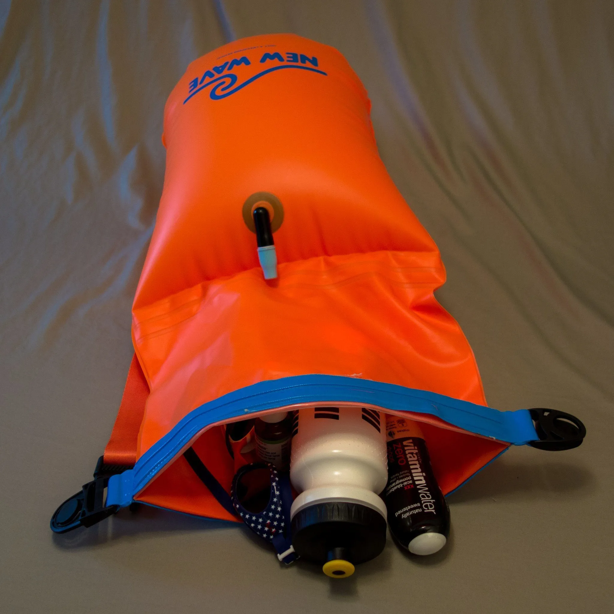 New Wave Swim Buoy - Large (20 Liter) w/ Drybag Nylon - TPU Orange