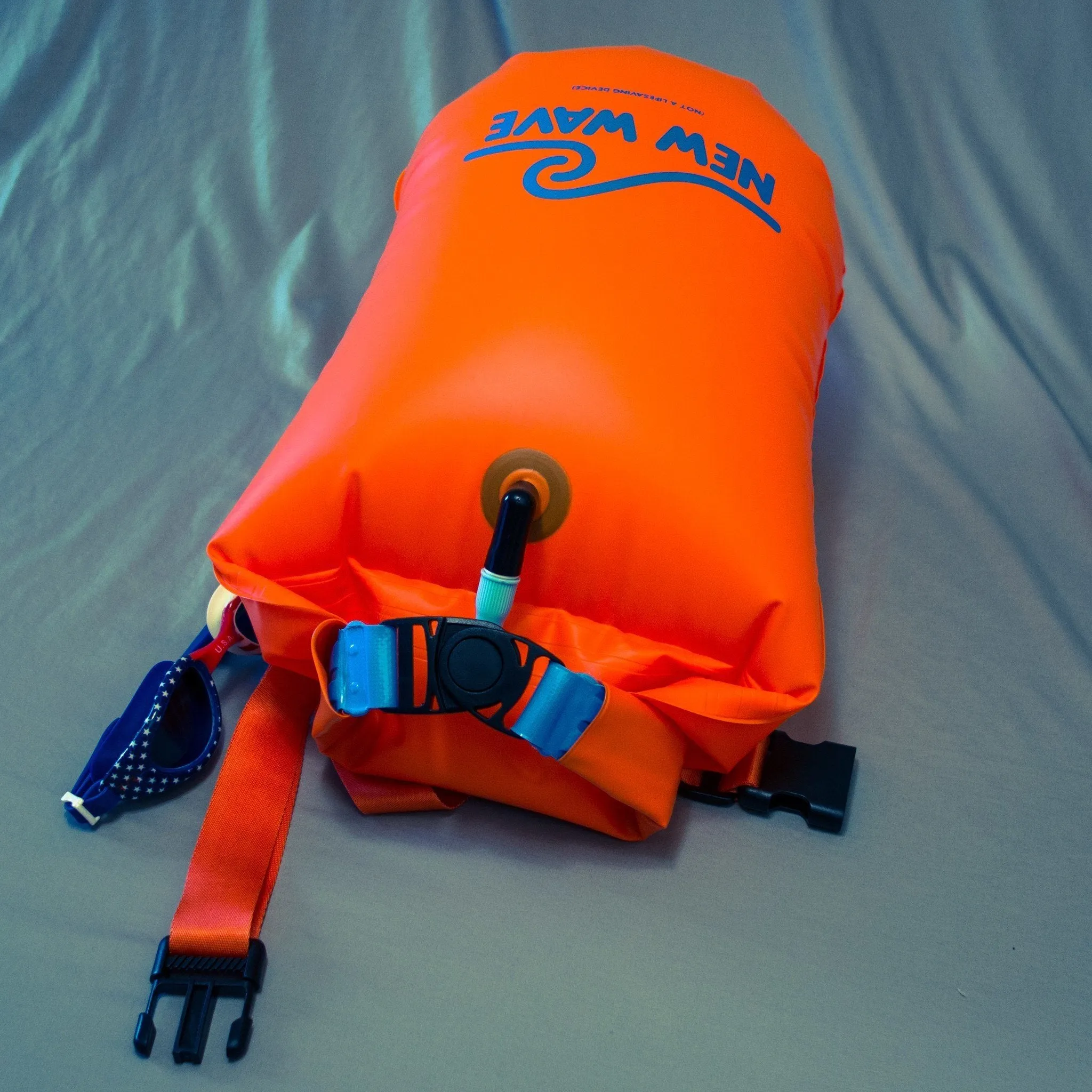 New Wave Swim Buoy - Large (20 Liter) w/ Drybag Nylon - TPU Orange
