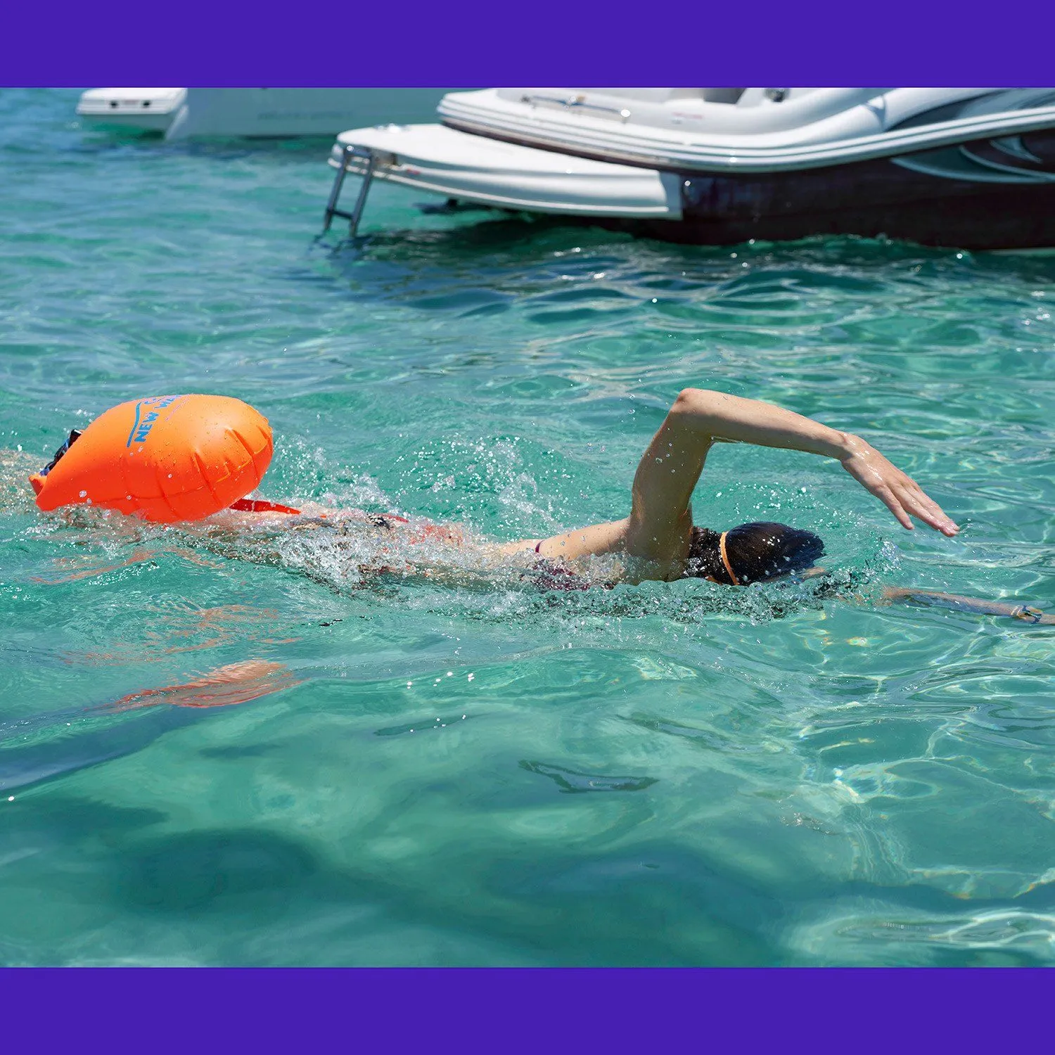 New Wave Swim Buoy - Large (20 Liter) w/ Drybag Nylon - TPU Orange