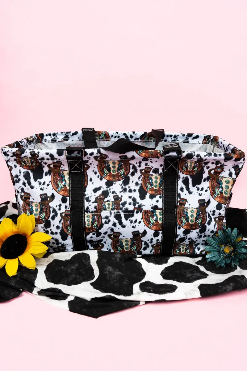 NGIL Corpus Christi Cow Collapsible Haul-It-All Basket with Mesh Pockets
