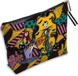 Nightmare Before Cosmetic Bag Christmas Makeup Bag Halloween Theme Jack and Sally Cosmetic Bag for Women Portable Makeup Pouch Waterproof Travel Toiletry Storage Bag with Zipper