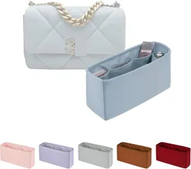 Organizer for Purse Bags, Tote HandBags Organizer with Silky Satin Compatible with Chanel 19 Jumbo, Lightweight Inner Bag for Luxury Bags (Blue brume, Jumbo30)