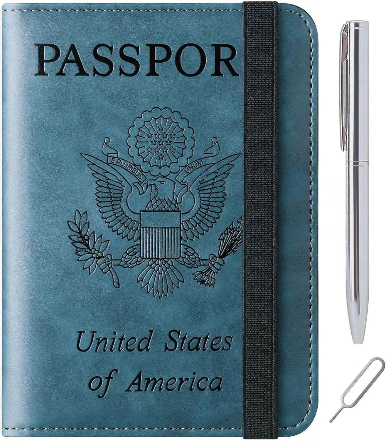 Passport Holder Cover Wallet Travel Essentials Leather Rfid Blocking Case Vacation Luggage Must Haves Travel Accessories for Men Women (116#Blue)