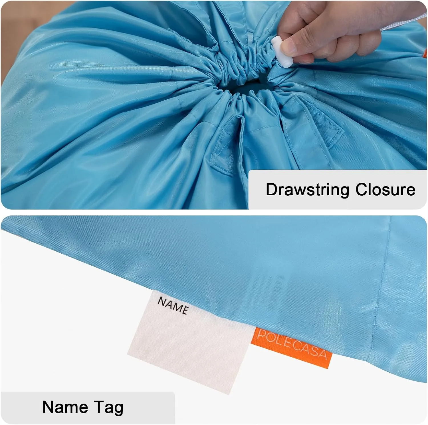 Polecasa Heavy Duty Large Laundry Bag with 130gsm Tear Resistant Fabric and Handles, Easy to Carry Durable Dirty Clothes Drawstring Bag, Perfect for College Dorm,Travel, 28x36,Gulf Blue