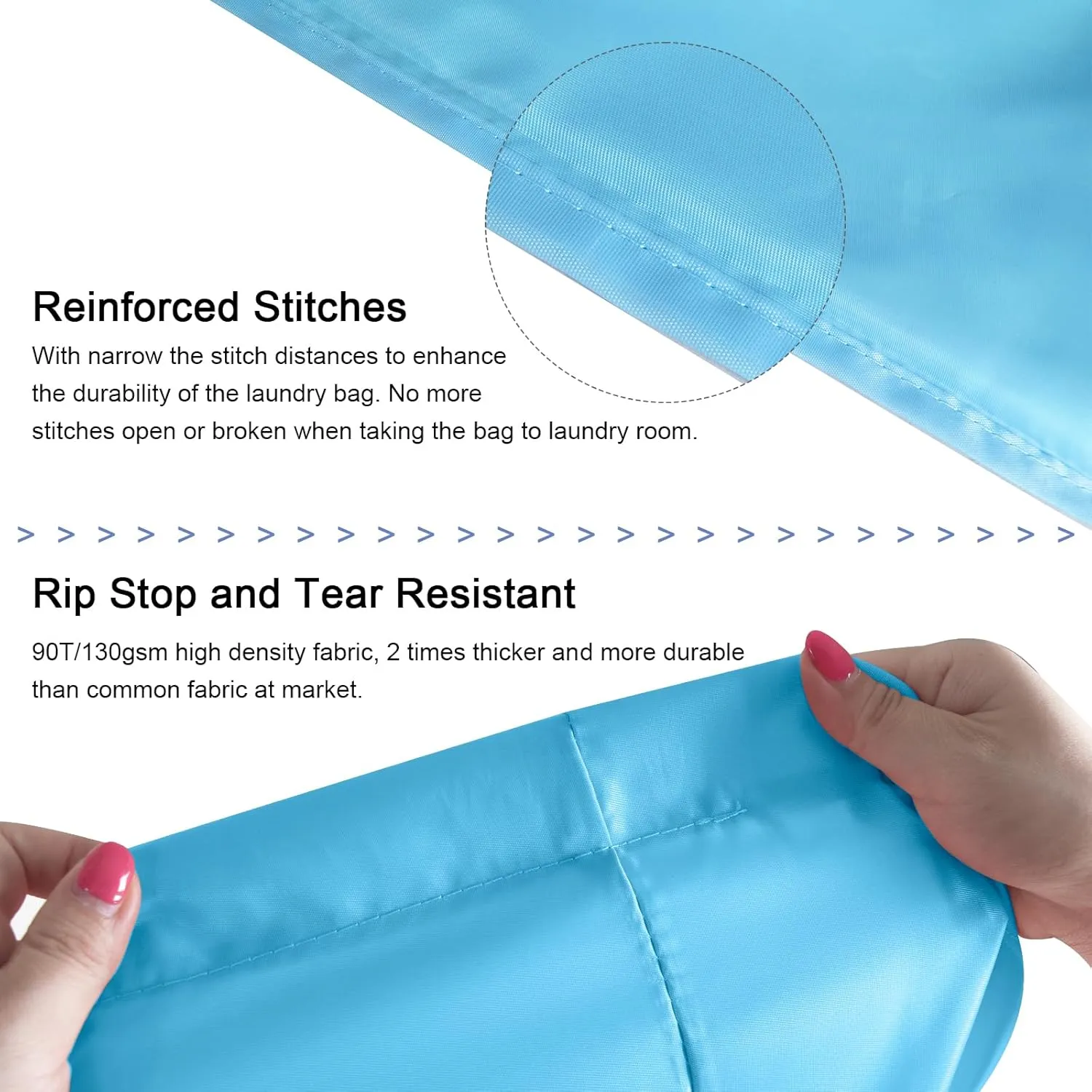 Polecasa Heavy Duty Large Laundry Bag with 130gsm Tear Resistant Fabric and Handles, Easy to Carry Durable Dirty Clothes Drawstring Bag, Perfect for College Dorm,Travel, 28x36,Gulf Blue