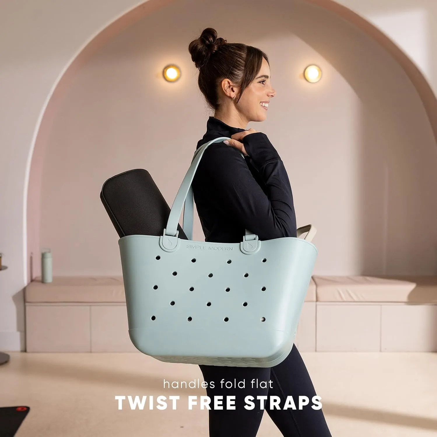 Simple Modern Medium Beach Bag | Waterproof Getaway Rubber Tote with Zipper Pocket for Travel, Pool, Boat, Groceries, Sports | 80s Mix